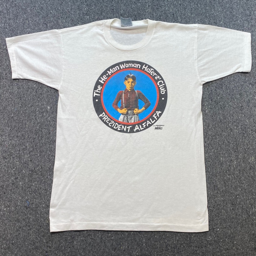 Healthknit TShirt Sz L Mens White 80s Vintage Little Rascals Alfalfa Stitch
